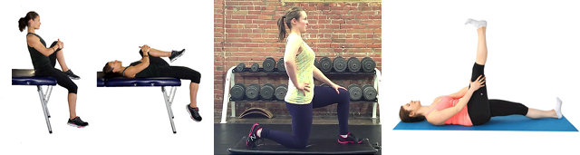 Thomas Stretch, Half Kneeling Hip Flexor Stretch, Supine Hamstring Stretch
